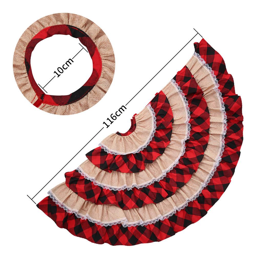 Classic Checked Burlap Christmas Tree Skirt 116cm Cheerful Cartoon Decoration Trees For