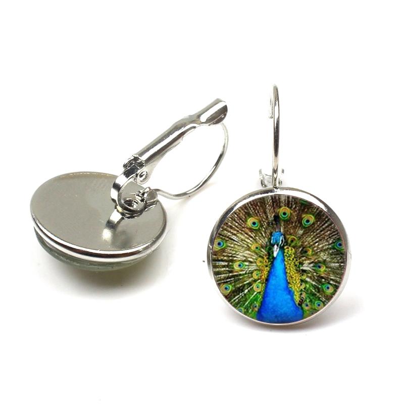 Vintage Women Charms Antique Birds Art Stud Earrings Wedding Party Jewelry Fashion Peacock Hummingbird Earrings Women's Colorful