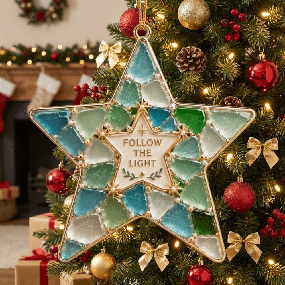 Snowflake Sea Glass Hanging Ornament Christmas Tree Christmas Xmas Decoration Xmas Party