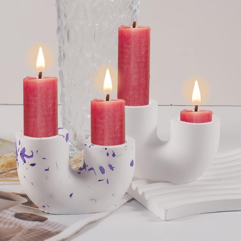 U-shaped Candle Holder Silicone Mold Aromatherapy Candlestick Gypsum Molds Desktop Home Decoration Resin Mould