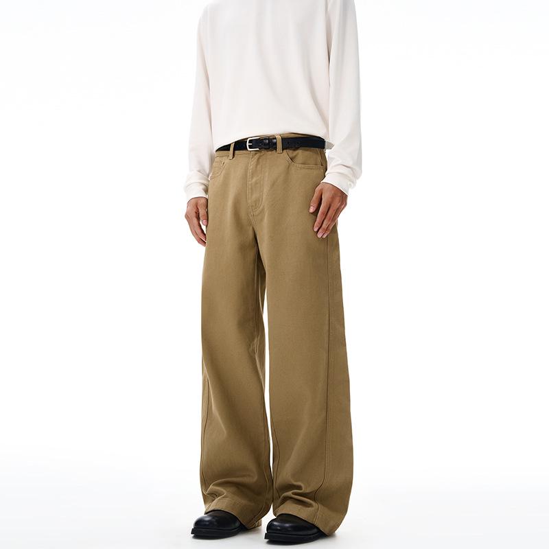 

LKTM Американский Ретро Унисекс Брюки А-силуэта из Чистого Хлопка - Высококлассный Чистый Крой в Пол L (120-135 kg) хаки