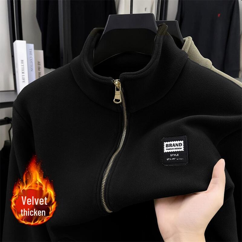 Men's 700g Double-Sided Sherpa Fleece Hoodie Jacket - Thickened Winter Warmth with Stand Collar & Zipper