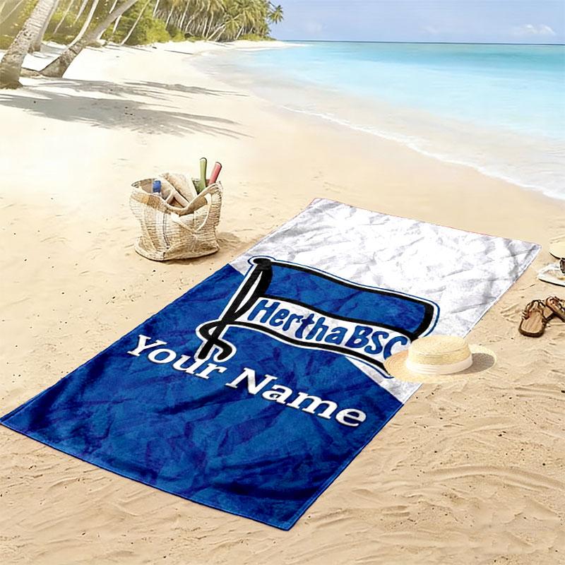 Hertha BSC Custom Name Print Beach Towel, Large Soft Quick Dry Towel for Beach Camping Swimming