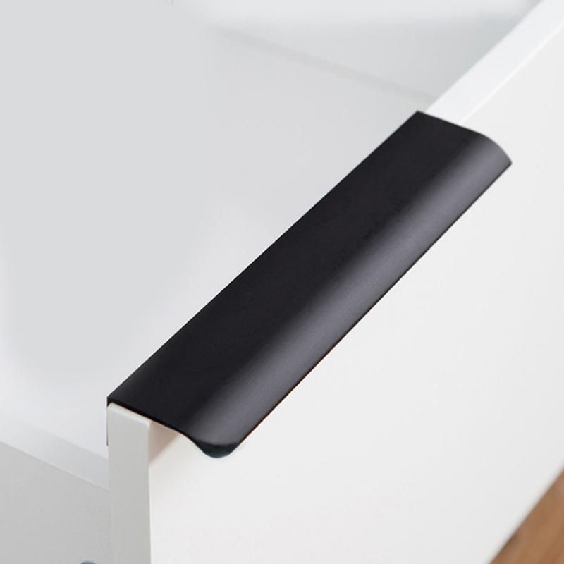 Aluminum Alloy Cabinet Drawer Handle Modern Furniture Hidden Long Handle Mount Finger Edge Pulls Nordic Concealed Handle