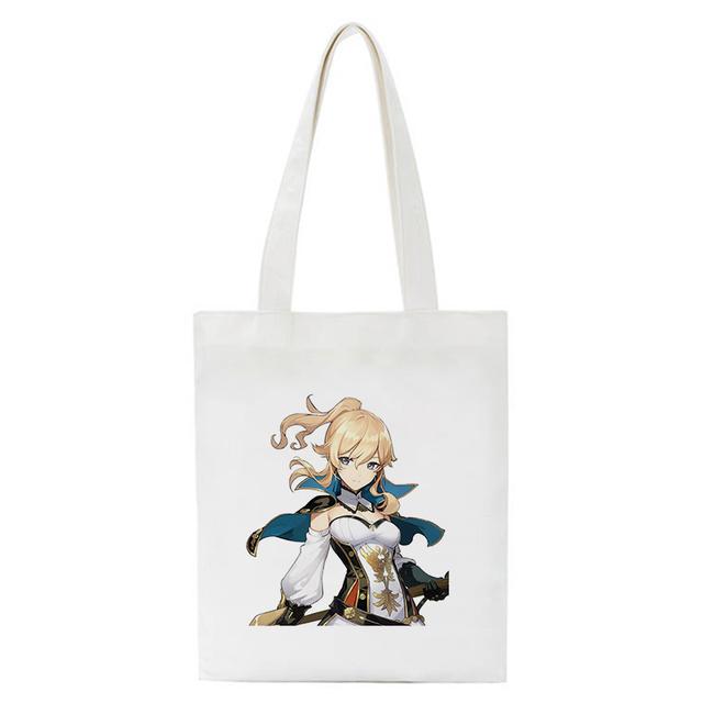 Shopper Genshin Impact Qiqi Anime Shopping Bag Harajuku Canvas Bag Large Capacity Collapsible Kawaii Women Shoulder Bag Handbag