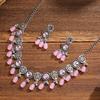 Boho Chic Beaded Tassel Choker Necklace & Retro Earrings Set for Women