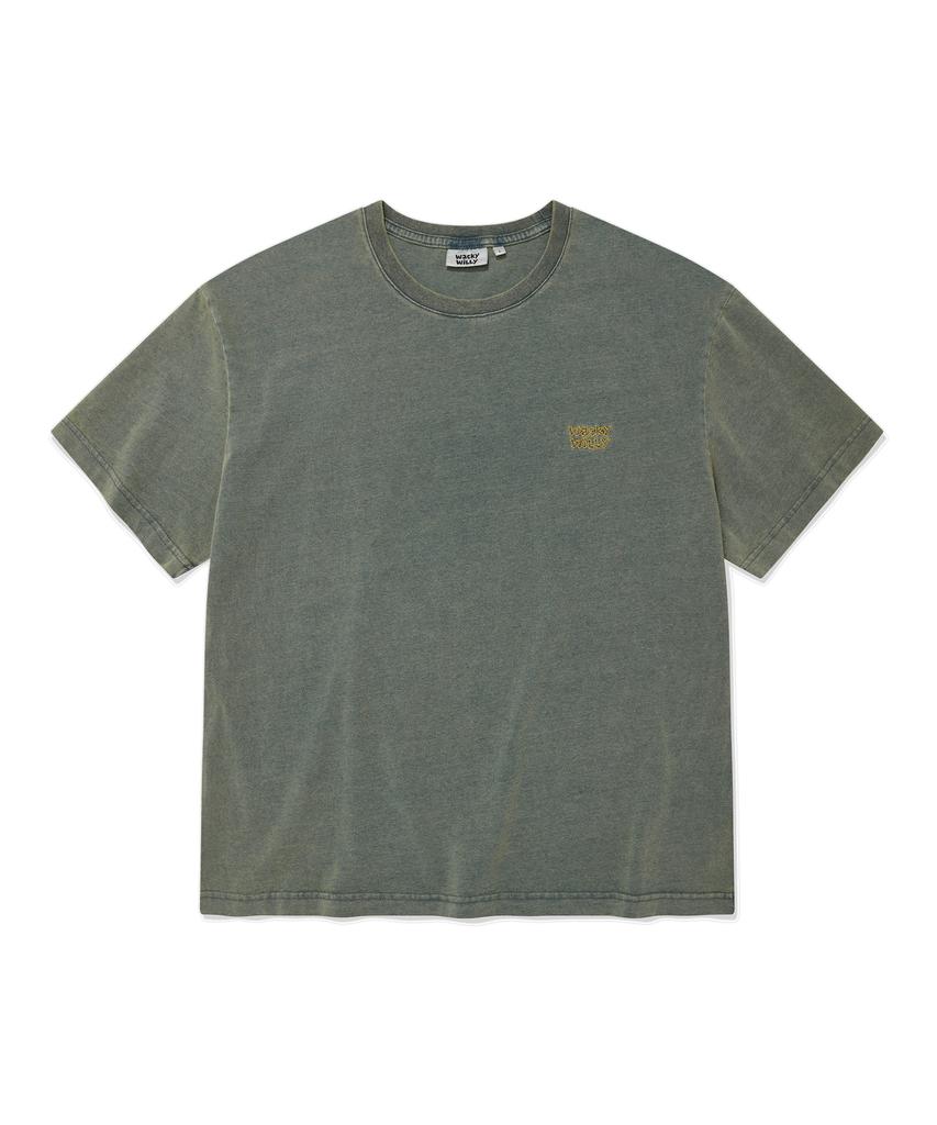 WACKY WILLY Denim-Like Small Logo Short Sleeve T-Shirt Yellow