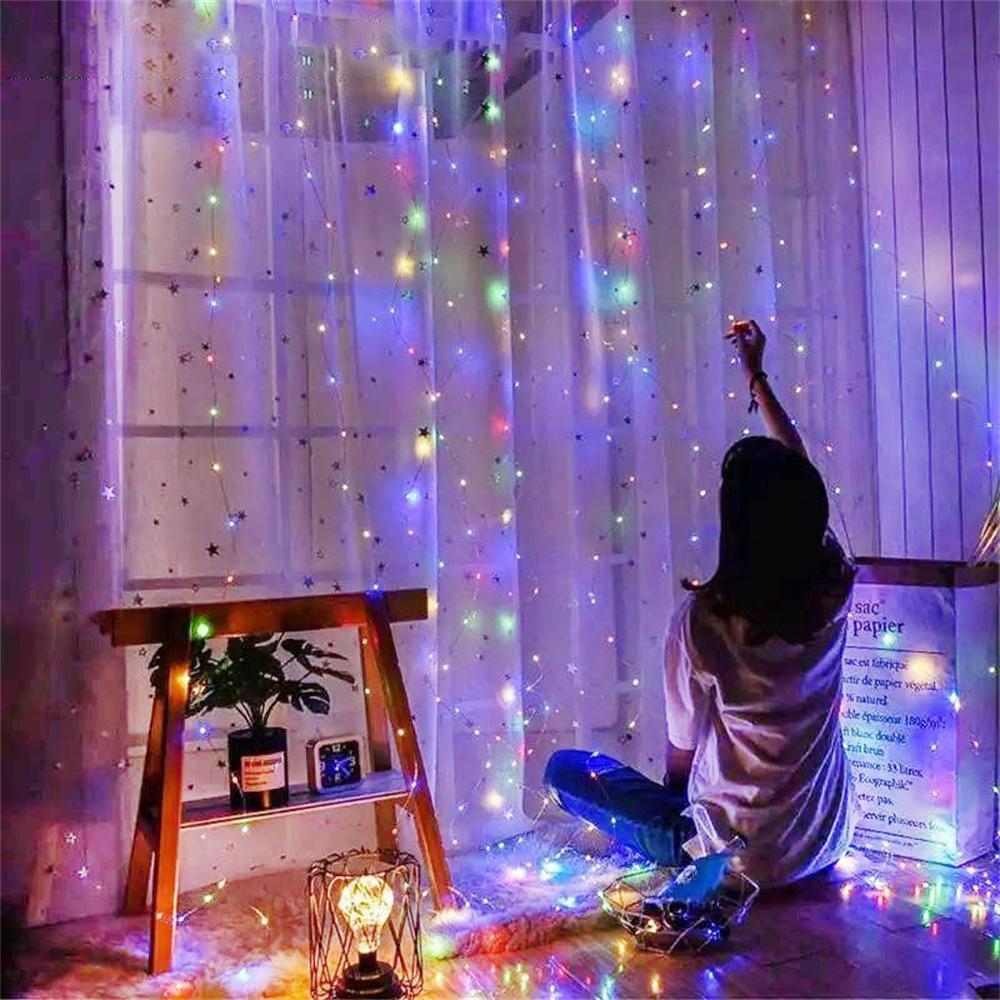 Home Decoration LED Curtain Lights Fairy Christmas Garland On The Window USB 8 Modes Light String Wedding Party New Year 2026