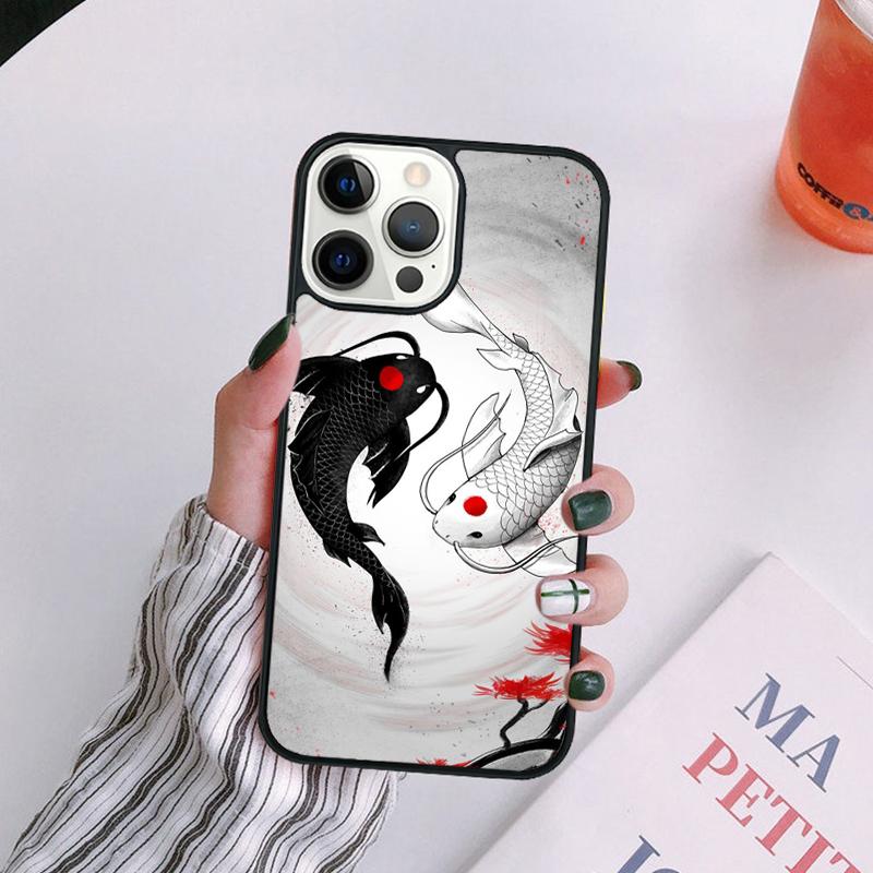 Koi Fish Yin Yang Art Phone Case For iPhone 17 Air 14 13 12 16Pro Max 15  Plus Cover Shell Max coque
