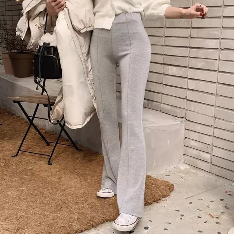 

Осень Зима Женщины Толстые брюки Свободные Эластичная талия Прямые Длинные леггинсы Вязаные дамы Повседневный свитер Брюки