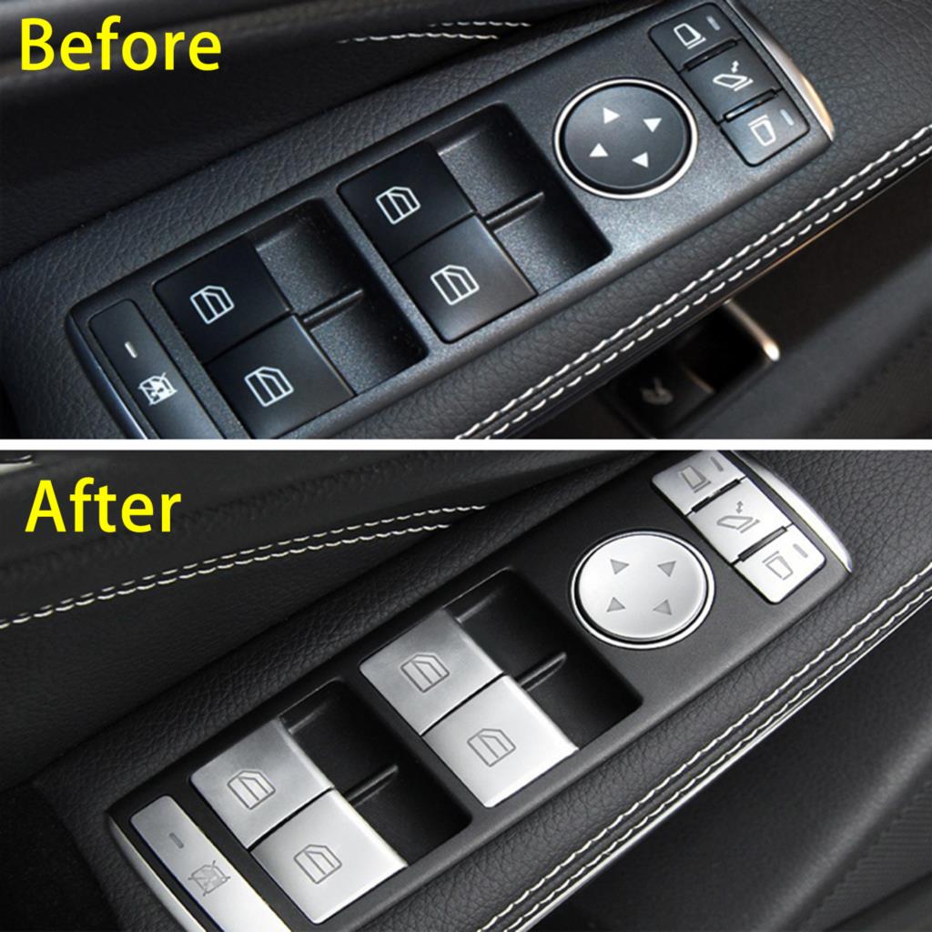 14X Car Accessories Window Switch Button Stickers For Mercedes Benz C180 C200 C230 C250 2008 2009 2010 2011 2012 2013 2014 2015