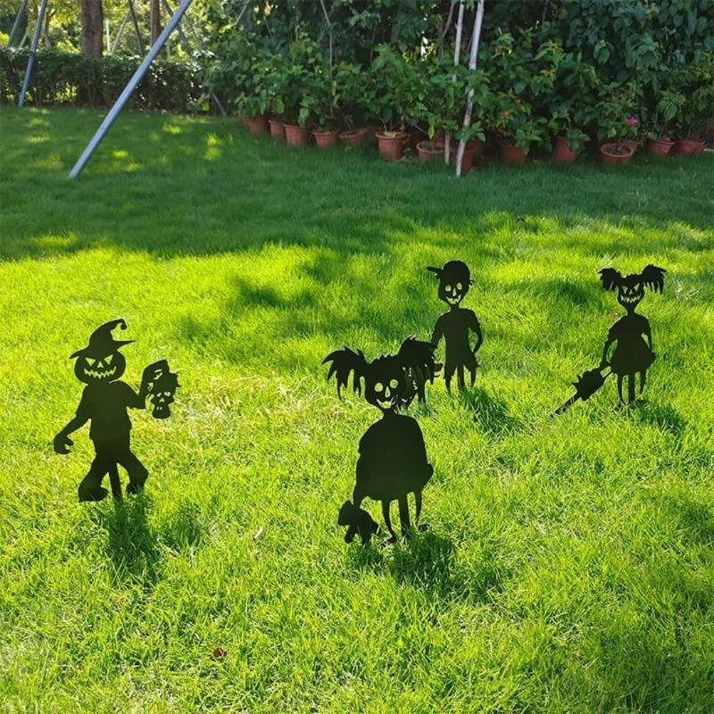 Scary Zombies Alloy Garden Stake Decorations, Eye Catching Front Yard Horror Decor, Craft with Scary Black Decorative Pile for Halloween Party