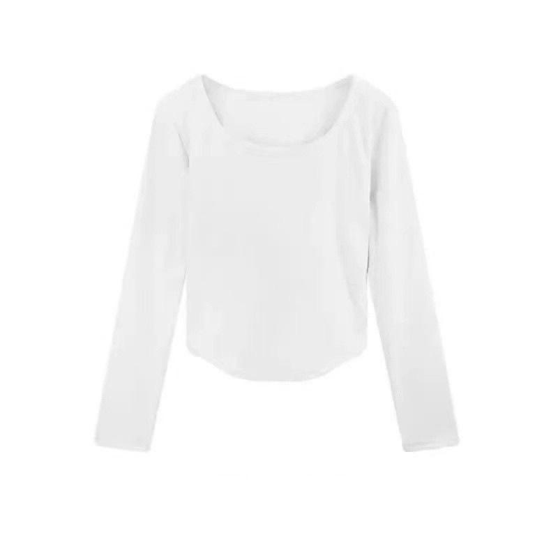 Women's Autumn Square Neck Long Sleeve Slim Fit T-shirt