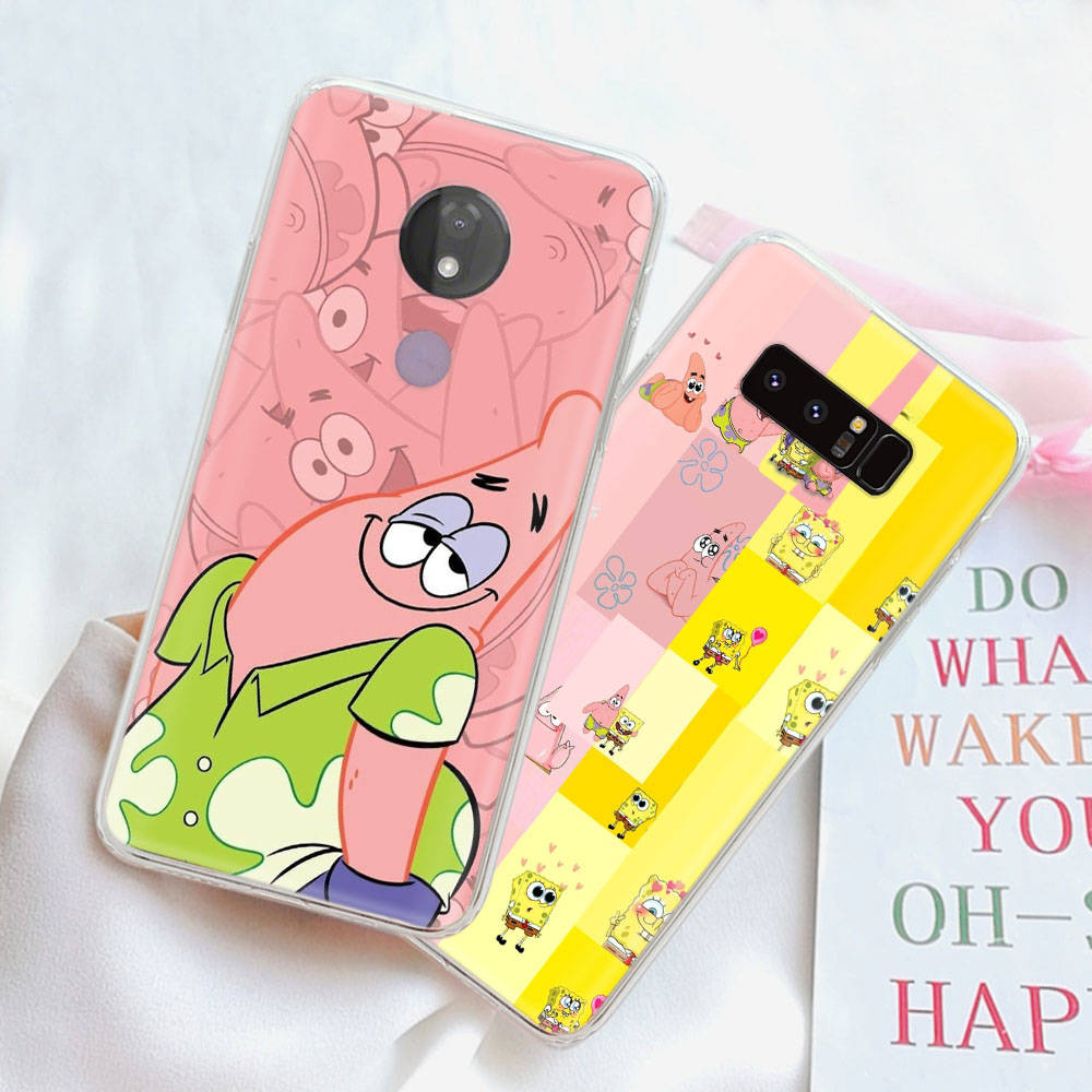 JS44 Spongebob Cartoon Transparente Hülle für Samsung A04 A14 A23 M33 M53 Realme 10 9 C35 C55 VIVO Y02 X80 Infinix Hot 30 Note 11 Tecno Spark 8P Pro