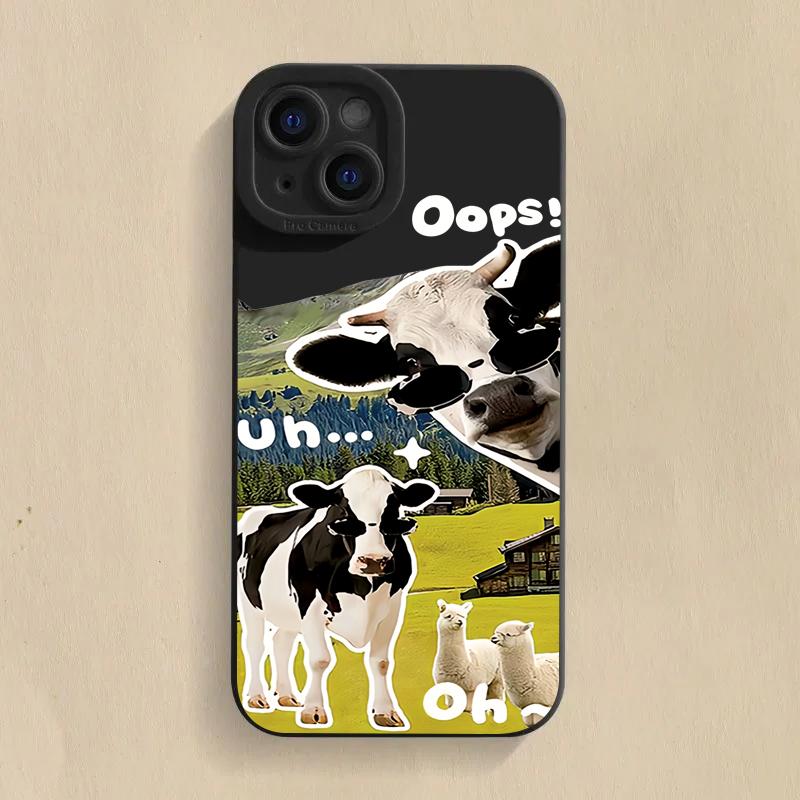 

Корейский милый коллаж солнцезащитных очков корова силиконовый чехол для телефона для iPhone 16 15 14 Plus 13 Pro Max 12 11 X XS XR 7 8 Plus SE 2020 Cover For iPhone 13