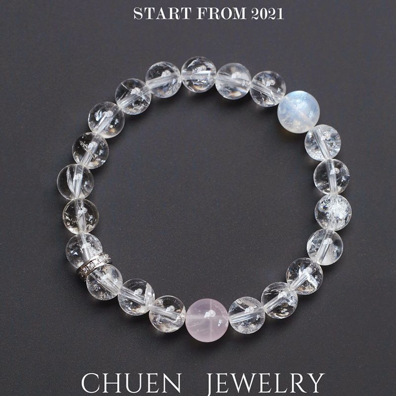 

Браслет из натурального белого кристалла женский аквамариновый розовый кристалл инди-поп украшения подарок для подруг подарок на удачу белый браслет из ассе 14cm 8mm White Asa-Powder Crystal