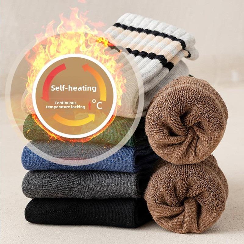 Men's Autumn and Winter Warm Velvet and Thick Towel Bottom Cylinder Pure Cotton Socks