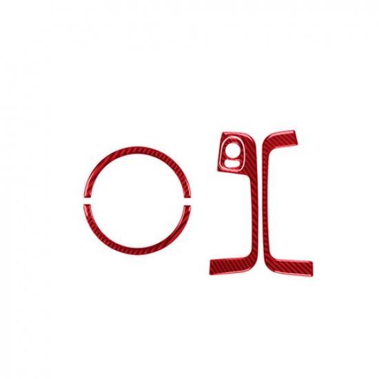 Red Carbon Fiber Car Inner Door Switch Frame + Handle Sticker For Fiat 500 12-15