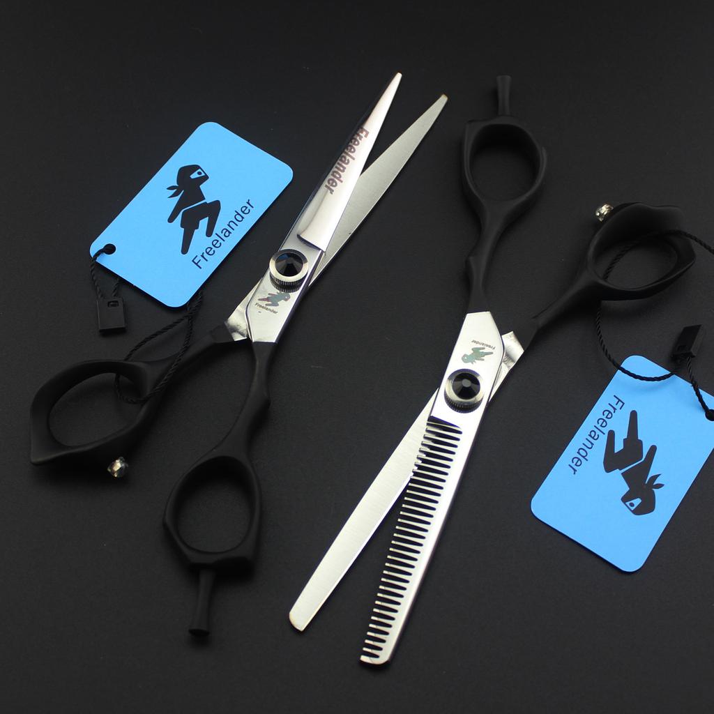 6.0 Inch, Freelander Black Elastic Handle Hair Scissors, Hair Scissors, Flat Scissors, Bangs Scissors, Tooth Scissors, Thin