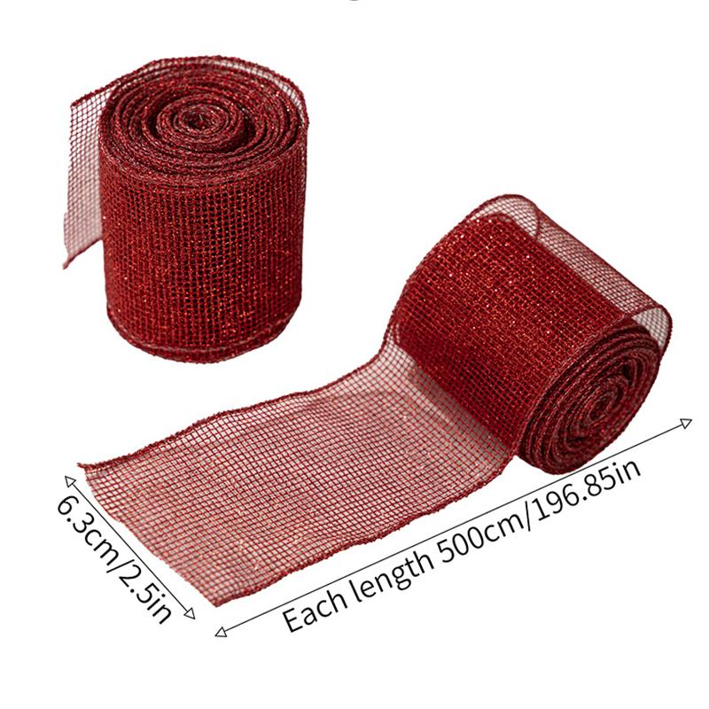 5M Weihnachts-Bastelband Leinen-Webband Rotes Netz Satinband Feiertags-Schleifenband