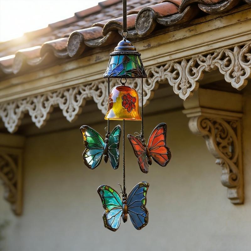 Butterfly Wind Chimes Producing Clear Tone for Balconies and Garden Creating a Peaceful Artistic Iron Design