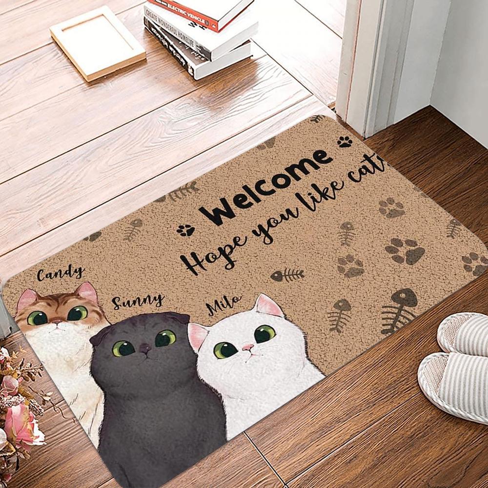 

Cute Cats Print Welcome Mats Outdoor Entrance Doormat Non-Slip Living Room Bedroom Carpet Home Indoor Decor Funny Rug 40x60CM