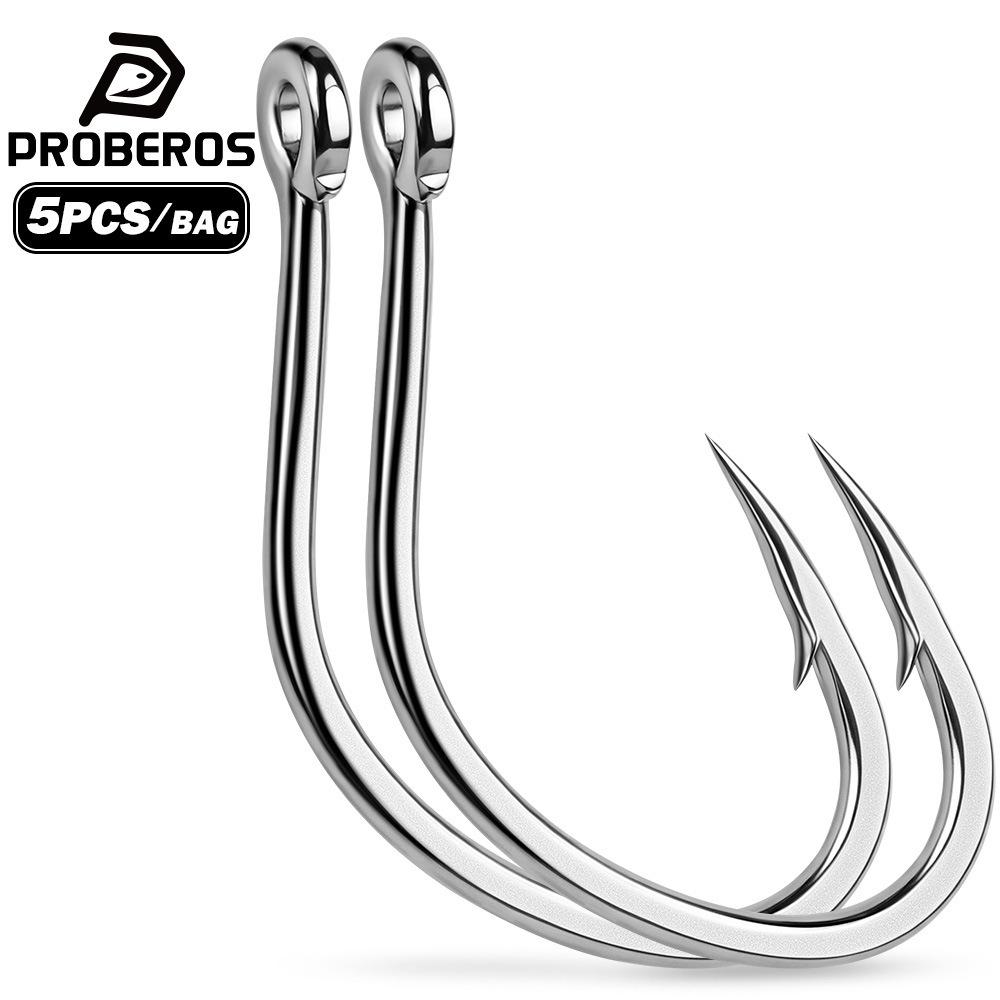Stainless Steel Jigging Hooks for Large Fish, Sea & Rock Fishing, 5-Pack