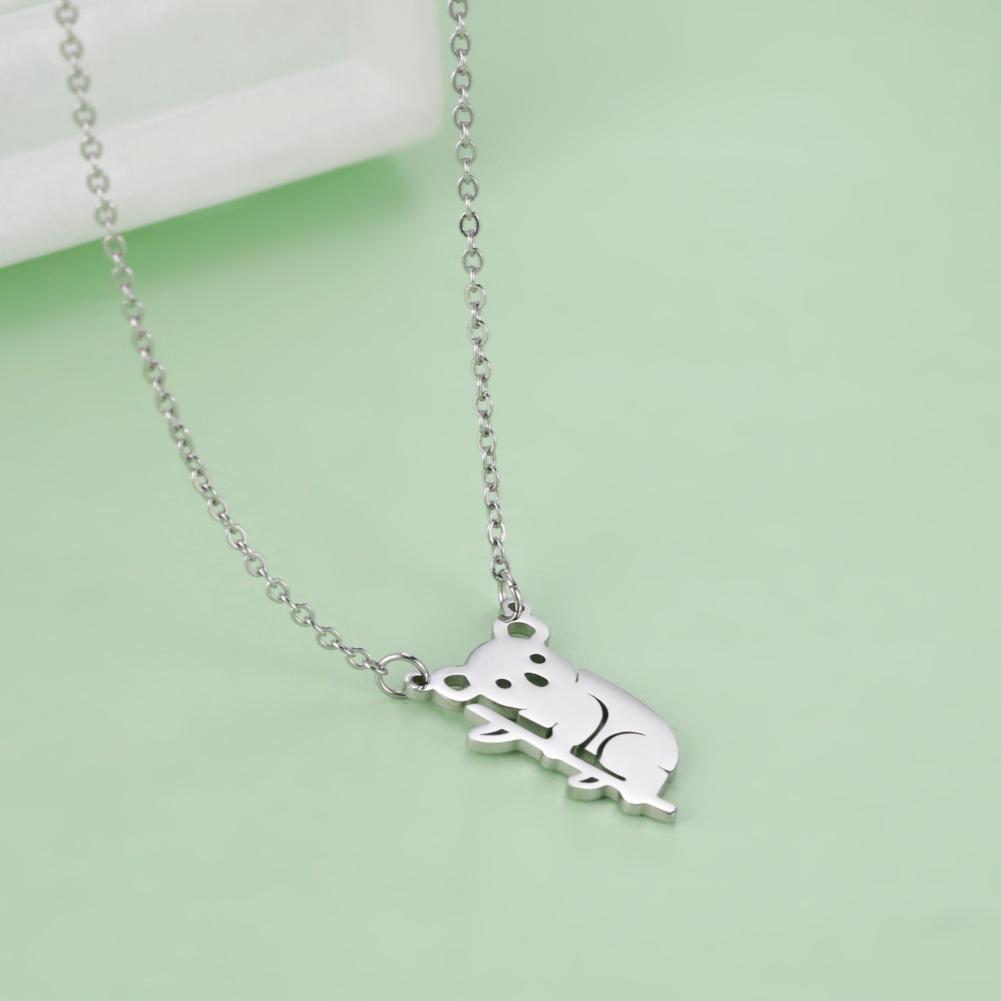 Cazador Australian Koala Pendant Necklaces for Women Stainless Steel Animal Cute Jewelry Collar Necklace Mother's Day Gift