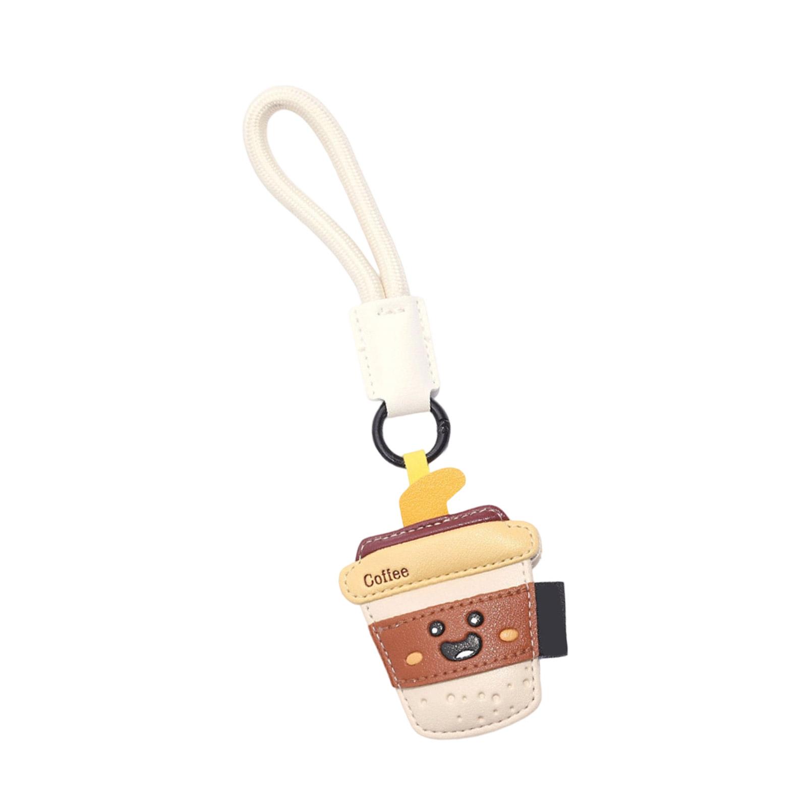 

Cute French Fries Milk Tea PU Leather Keychain Bag Charm For Couples Fashion Accessory Practical Secure Metal Clasp B