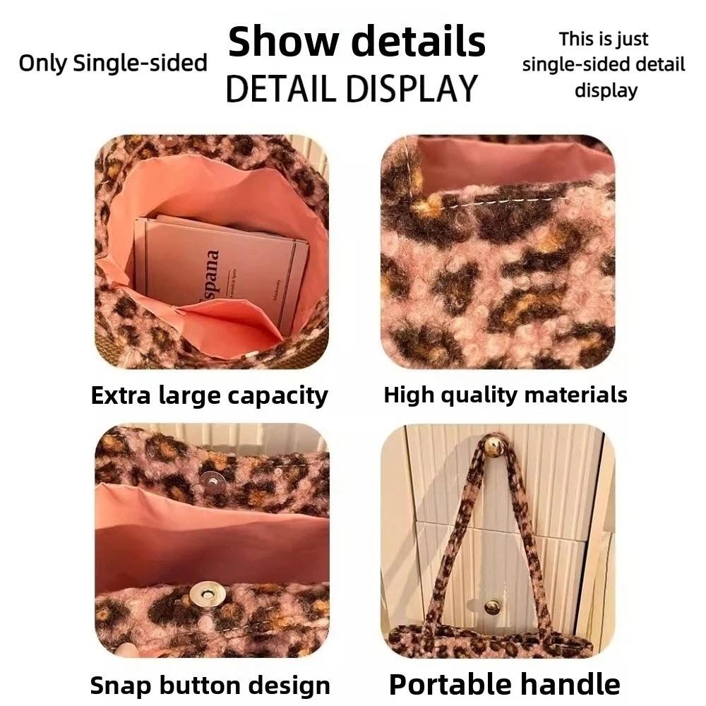 Double-sided Use Korean Leopard Shopping Bag Leopard Print Storage Shoulder Bag  Girl