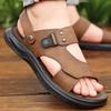 Men Leather Outdoor Sandals Lightweight Comfortable Anti Slip Soft Sole Beach Walking Travel Summer Casual Footwear Everyday Wear