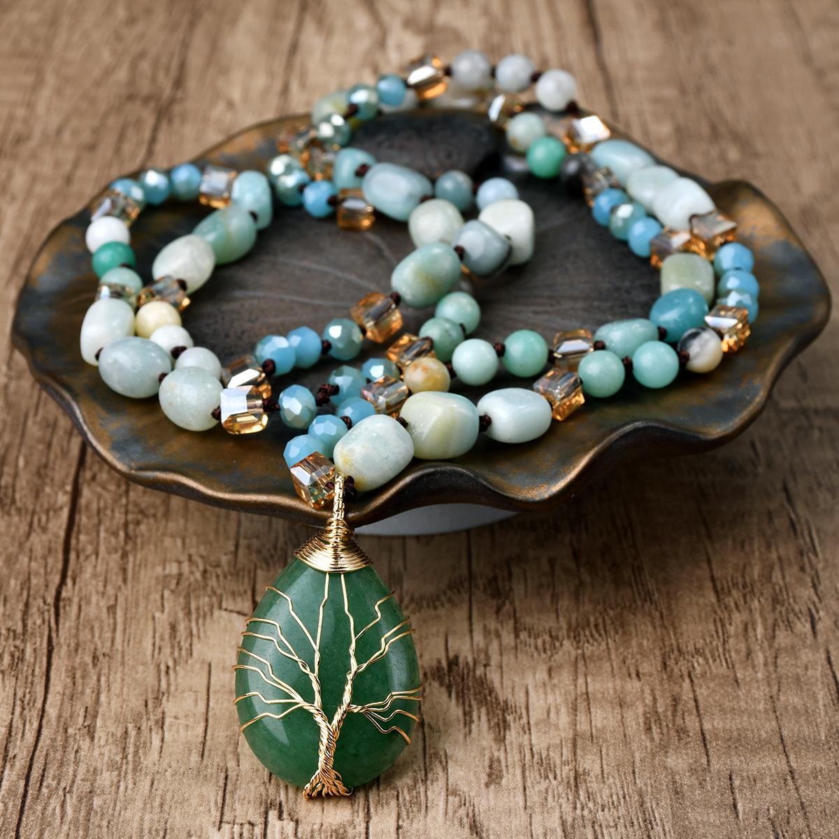 

Длинное ожерелье с подвеской в стиле бохо для женщин – ручная работа, натуральный камень, бисер, эффектный подарок