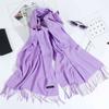 Autumn And Winter New Women'S Cashmere Scarf Solid Color Imitation Cashmere Pulling Scarf Thick Embroidery Cashmere Shawl