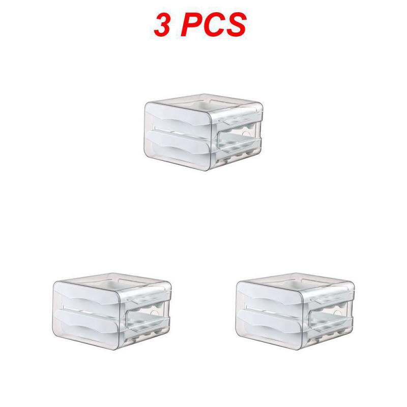 Refrigerator Egg Storage Organizer Egg Holder for Fridger 2-Layer Drawer Type Stackable Storage Bins Clear Plastic Egg Holder