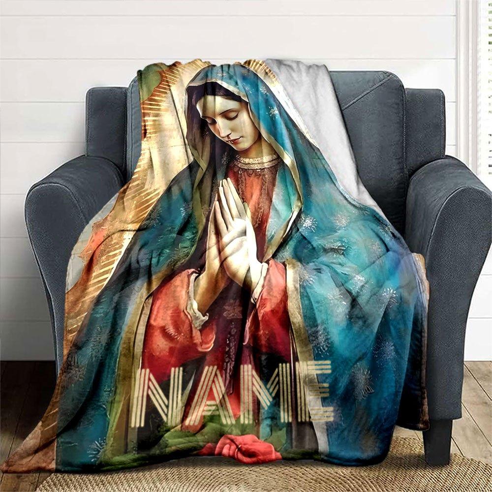 Virgin Mary Home Customize Your Name Blankets Soft Comfortable Lightweight All Season Multi Use Blanket For Couch Office Bed Living Room Picnic