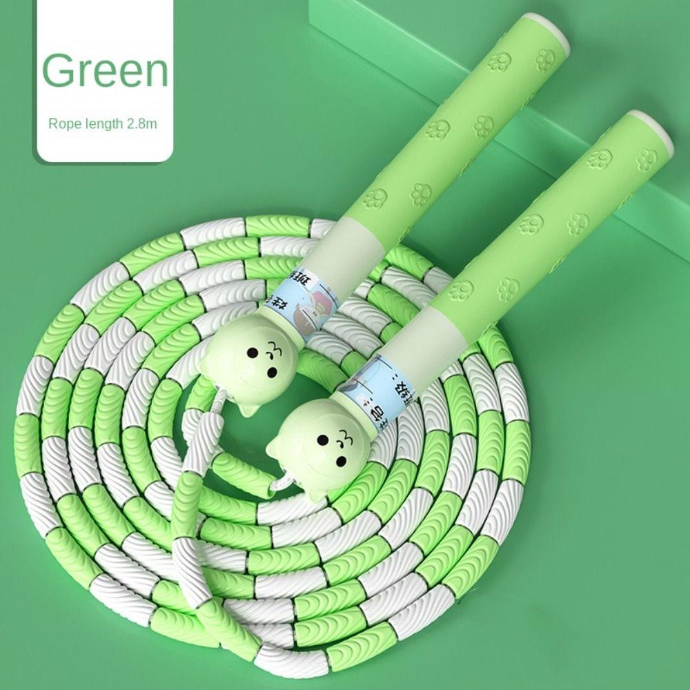 2.8m Segmented Fitness Jump Rope Bamboo Joint Sports Rope Soft Bead Skipping Rope Home Exercise
