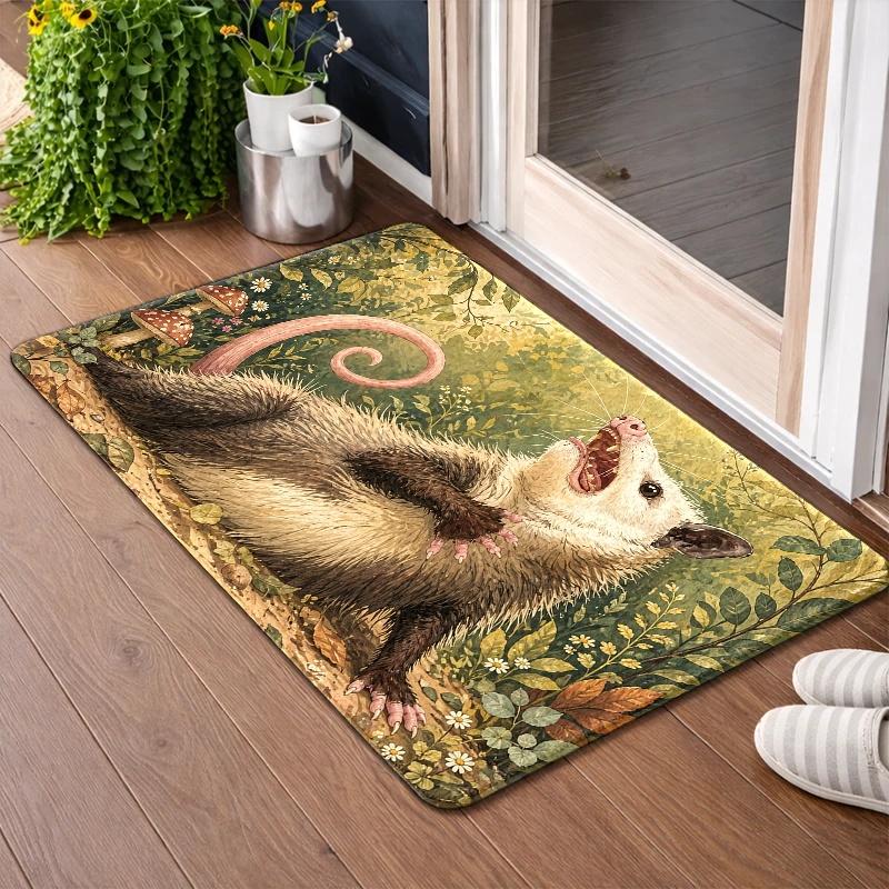 Tropical Rainforest Tree Scenery Doormat Bird Print Non Slip Rug Nature Decor Mat For Front Door Home Entryway