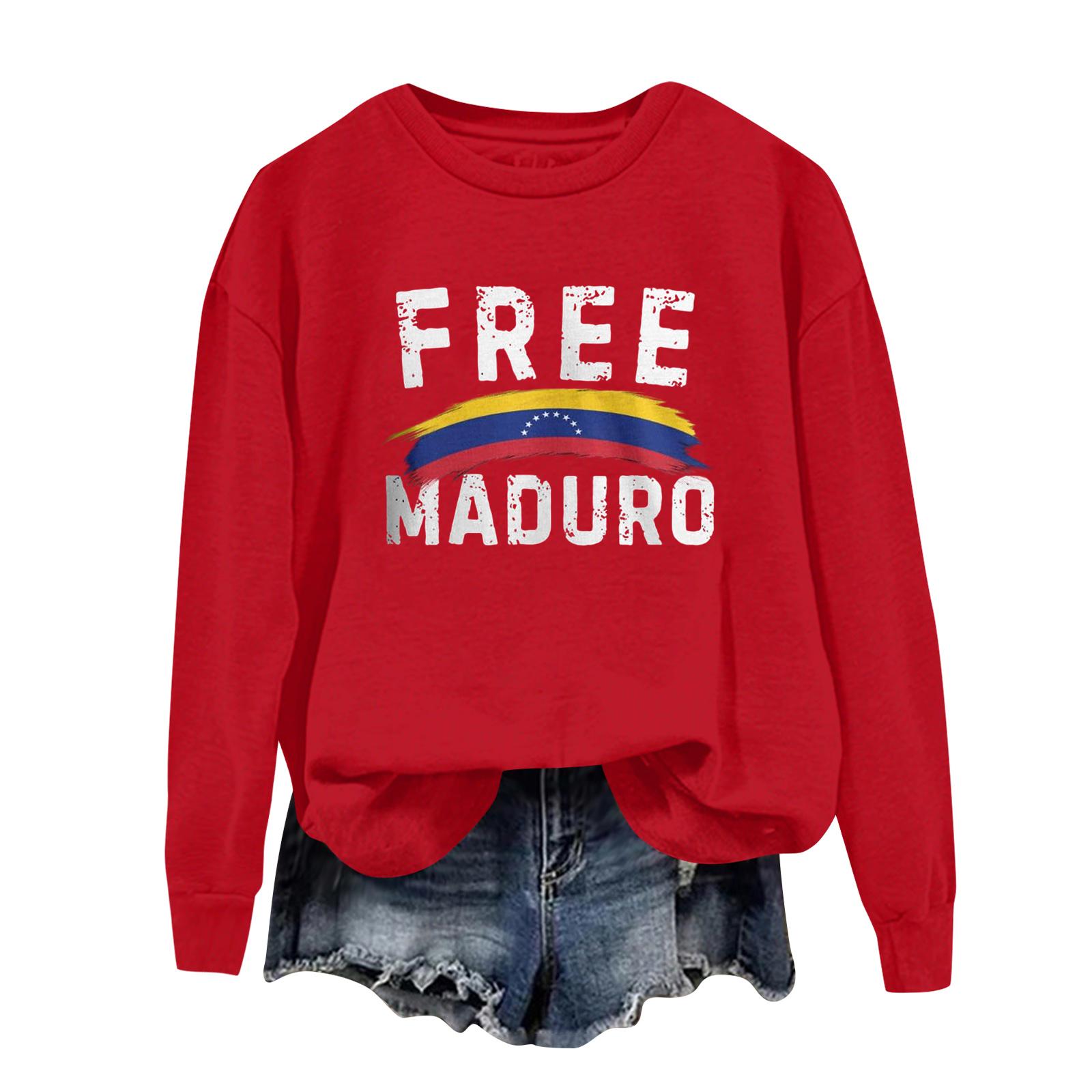 

Ladies Printed Casual Long Sleeved Round Neck Sports Hoodie Top XL червоний