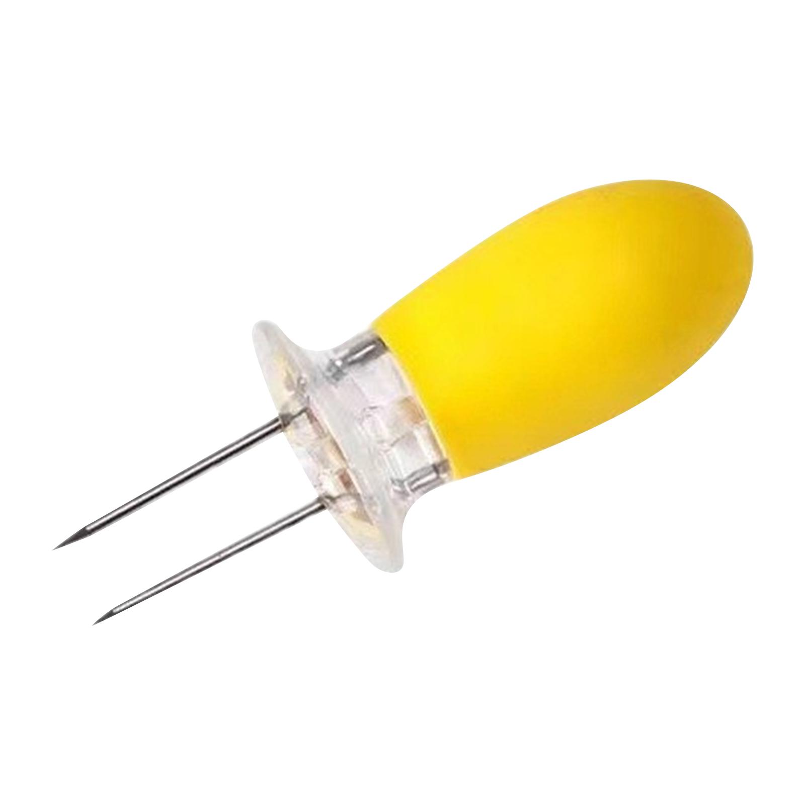 2Pcs/1 Pair Corn Holders, Stainless Steel Corn Cob Holders Corn The Cob Skewers For Home Cooking BBQ Parties Camping, Yellow One Size