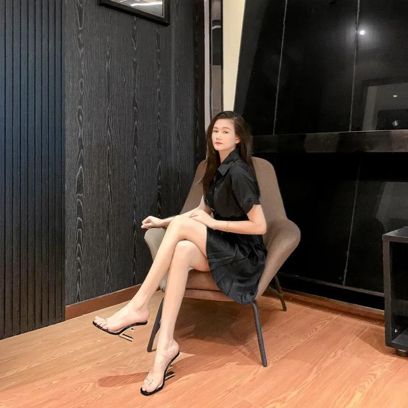 Moda Moda Damskie Futrzane Kapcie Seksowne Sandały Gladiator Peep Toe Czółenka Sukienkowe Wiosna Lato Dziwny Obcas Muły Wysoki Obcas Buty Klinowe