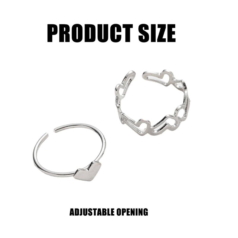 2 Pack Elegant Heart Cutout Rings Fashionable Hollow Rings Adjustable Open Rings for Dates Parties and Daily Outfits