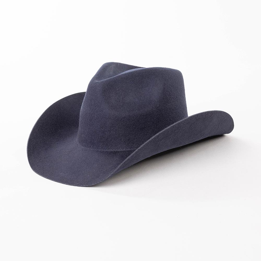 Chapeau de cowboy automne et hiver nouveau chapeau de cowboy en feutre de laine blanc chapeau jazz mode décontractée européenne et américaine chapeau de cowboy bouclé