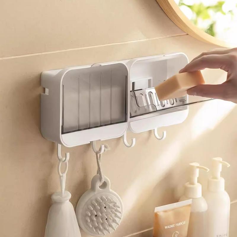 Waterproof Soap Box with Lid Drainage Soap Tray Wall Mounted Soap Holder Storage Rack Hanging Organizer Bathroom Accessories