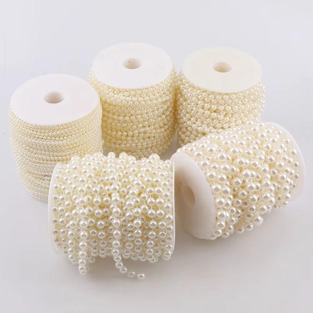 Multifunctional 5m Pearl Bead String 4/5/6/8/10mm Round Imitation Pearls Chain Fishing Line Pearl Garland Decor Party Decoration