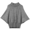 Anti-static Cable Knit High-Neck Poncho Sweater