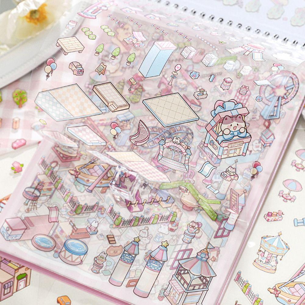DIY Miniature Scene Stickers Cartoon Miniature Scene Collection New Notebook Sticker  Children Gift
