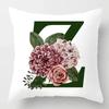 Grüner Buchstaben Floral Kissen Druck Kissenbezug Zuhause Schlafzimmer Zimmer Dekoration Wohnzimmer Sofa Kissenbezug 45x45cm