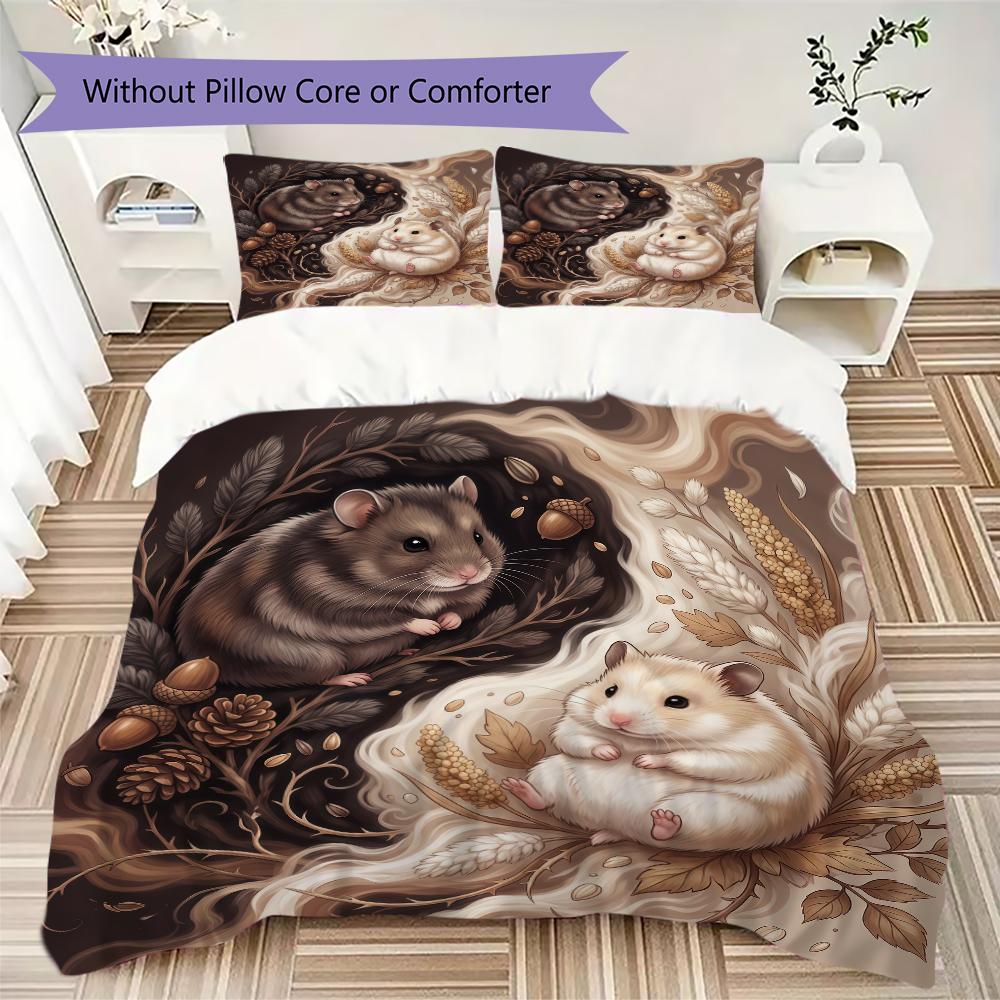 Vintage Guinea Pig Pattern Bedding uilt Set uilt Cover Pillowcase Home Decoration Birthday Gift (1 * duvet cover + 2 * pillowcase without core)