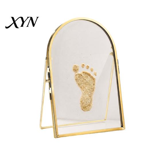 Nursery Decor Gift Baby Pet Keepsake Frame, DIY Sea Sand Newborn Hand Footprint Kit, Paw Print Craft Kit Metal Pressed Picture Floating Cat