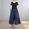 patchwork plus size Vintage floral high waist casual loose Women spring summer jeans denim wide leg Pants